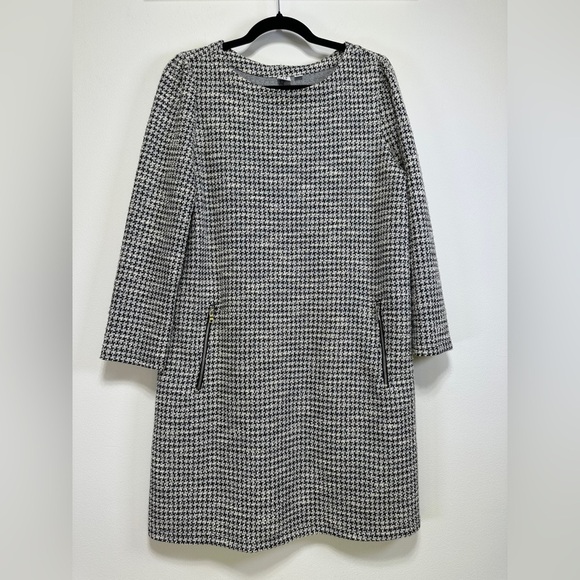 GAP Metallic Houndstooth Shift Dress | Tweed Knit Mod Workwear Mini | Size M - Picture 1 of 8